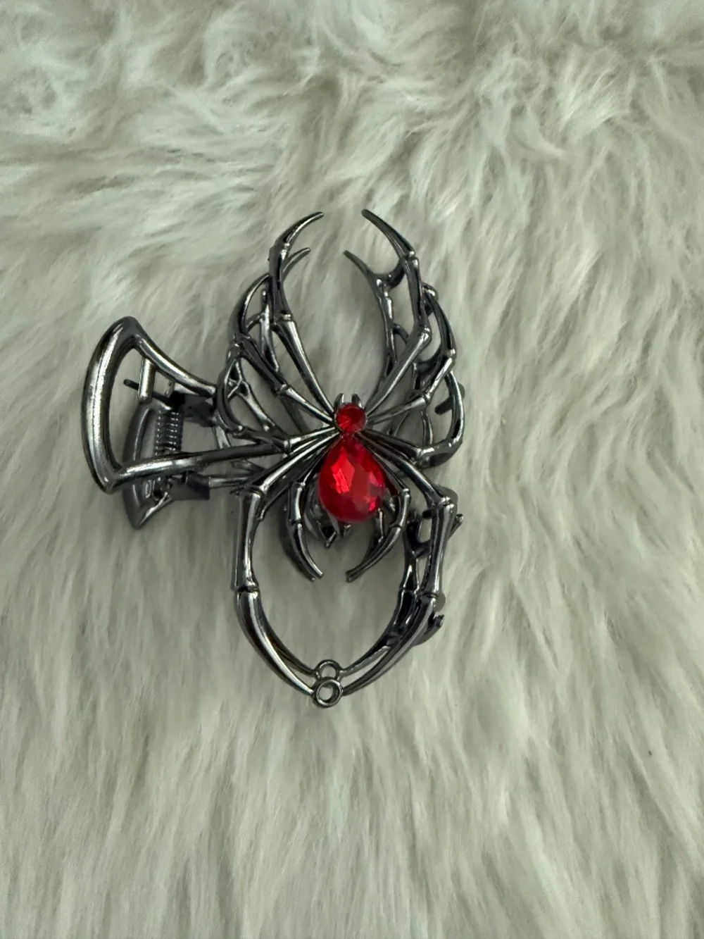 Nicole Miller Titanium Black Spider with Red Stone Hair Clip